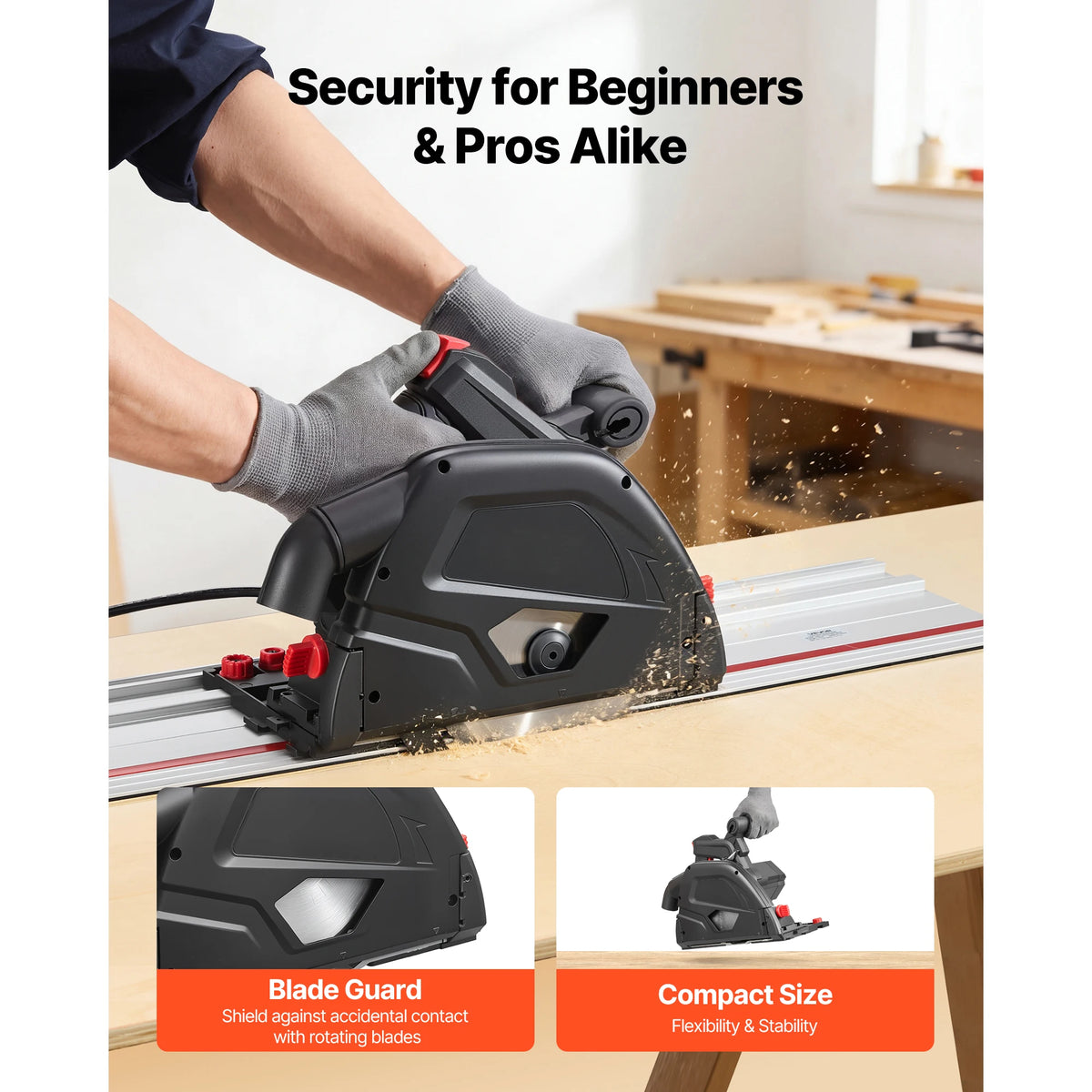 SucceBuy Professional Corded Track Saw With Precision Plunge Cutting