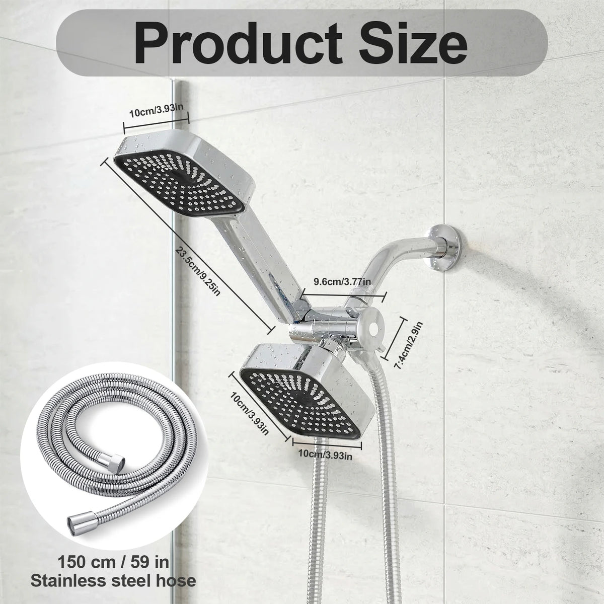 High Flow Wall Mounted Rain And Handheld Shower Set