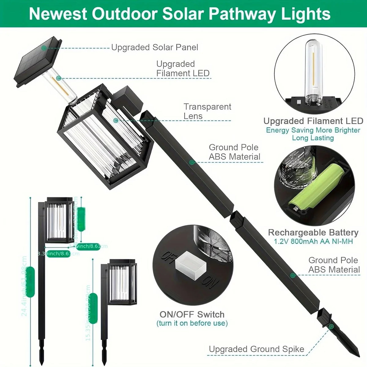 Solar Pathway Garden Lights Outdoor Waterproof LED Landscape Lamps