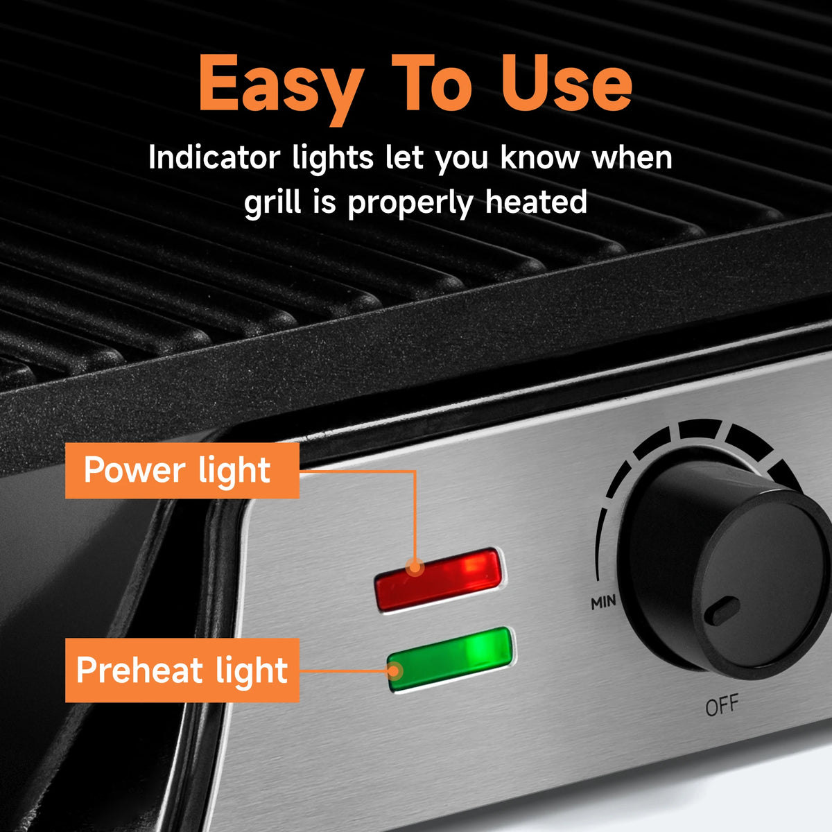 Stainless Steel Electric Panini Press Griddle Non-Stick Sandwich Maker with Adjustable Temperature Control, Black