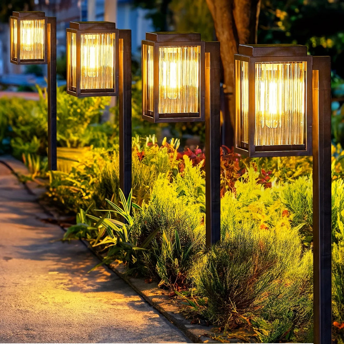 Solar Pathway Garden Lights Outdoor Waterproof LED Landscape Lamps
