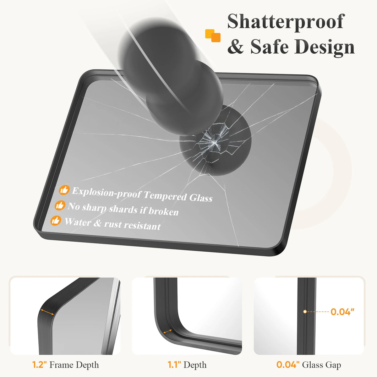 JHK 30x22 Inch Matte Metal Framed Bathroom Mirror for Wall  Rounded Rectangle with Matte Brush Metal Framed Modern Wall Mount Vanity Mirror for Home Living Room