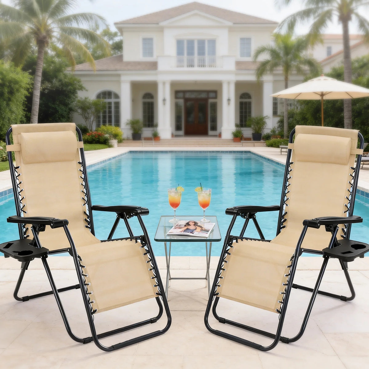 JHK Portable Zero Gravity Recliner Outdoor Folding Lounge Chair