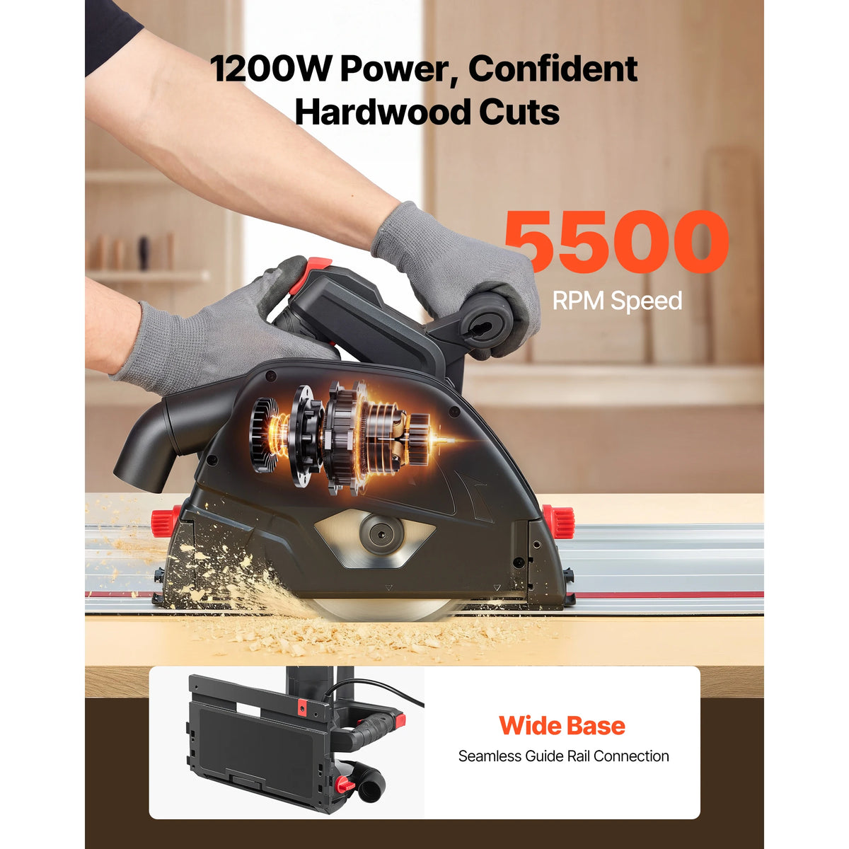 SucceBuy Professional Corded Track Saw With Precision Plunge Cutting