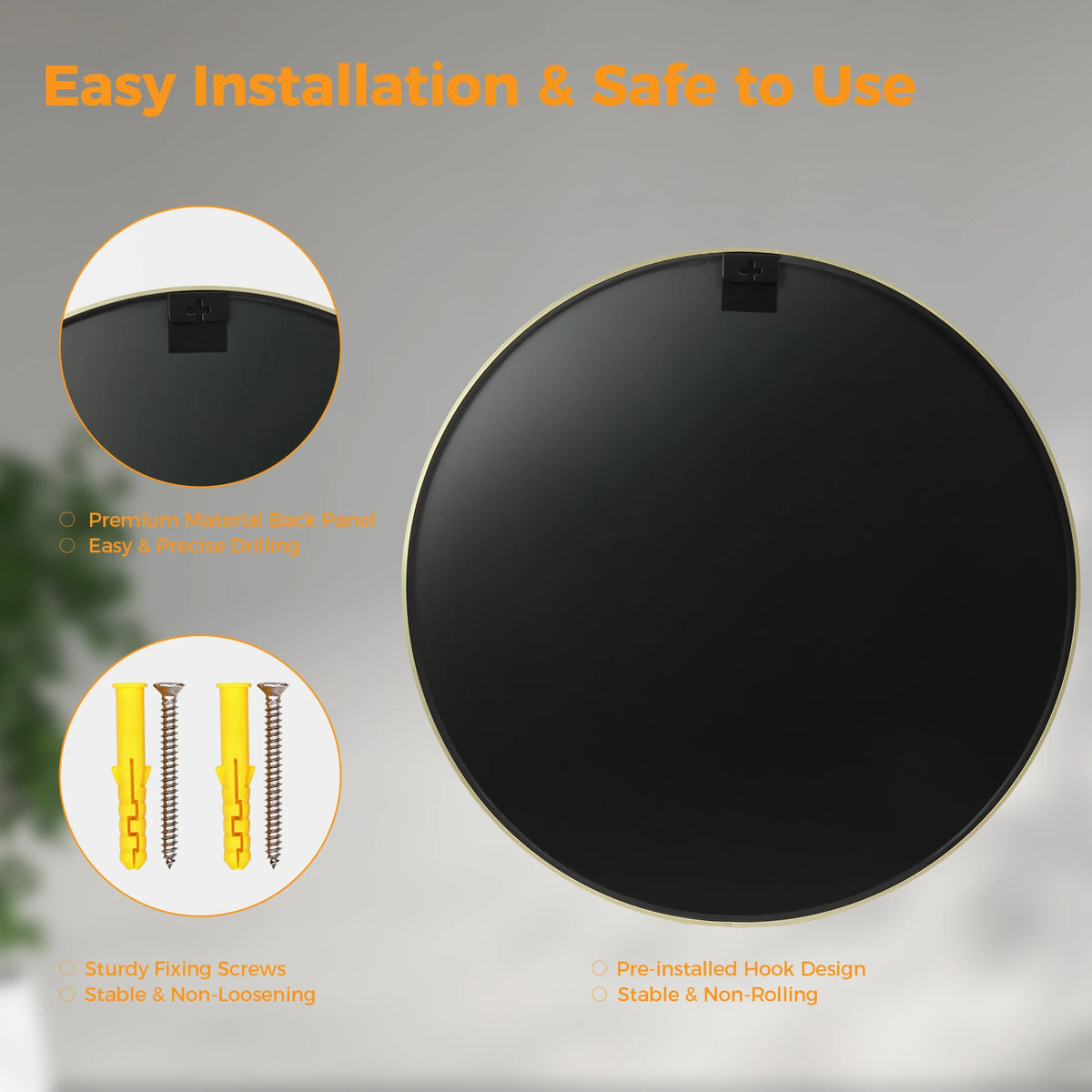 MCQ Round Wall Mirror 20 Inch to 30 Inch Shatterproof Design Bathroom Mirrors for Over Sink Wall Decor for Bathroom Entryway Bedroom