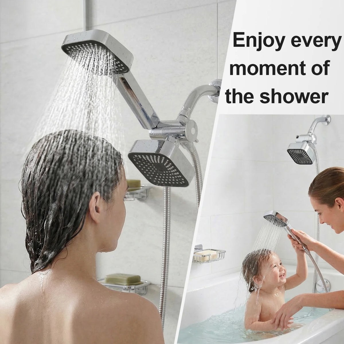 High Flow Wall Mounted Rain And Handheld Shower Set