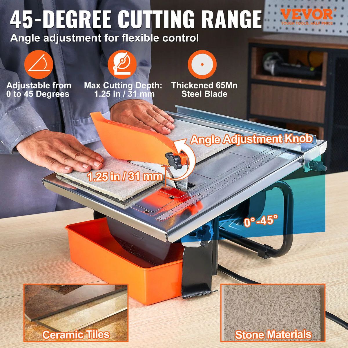 Succebuy Wet Tile Saw With Reservoir And Adjustable Angles
