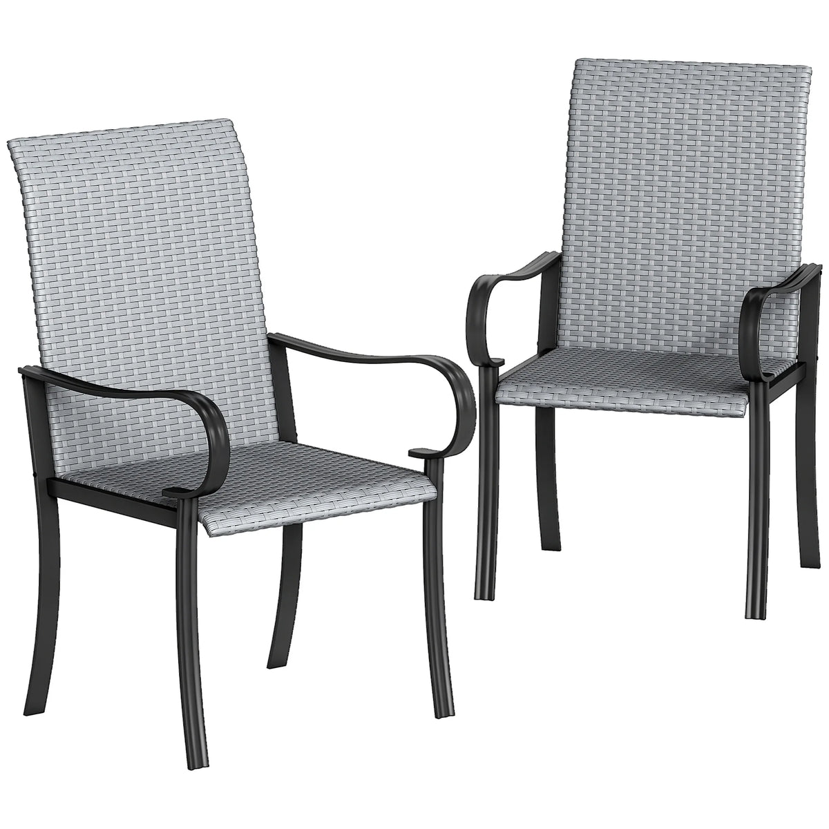 Outsunny Outdoor Wicker Dining Chairs With Armrests Set Of Two