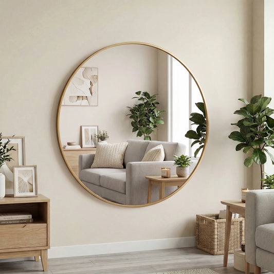 MCQ Round Wall Mirror 20 Inch to 30 Inch Shatterproof Design Bathroom Mirrors for Over Sink Wall Decor for Bathroom Entryway Bedroom