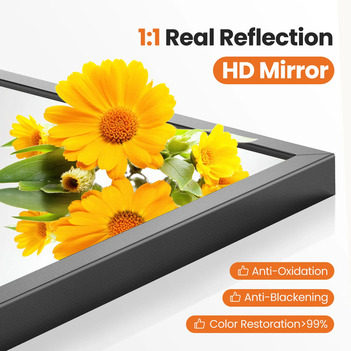 MCQ Arched Bathroom Mirror or Over Sink Wall Mounted Aluminum Alloy Frame Mirror Horizontal or Vertical Hanging Modern Wall Mount Vanity Mirror for Home