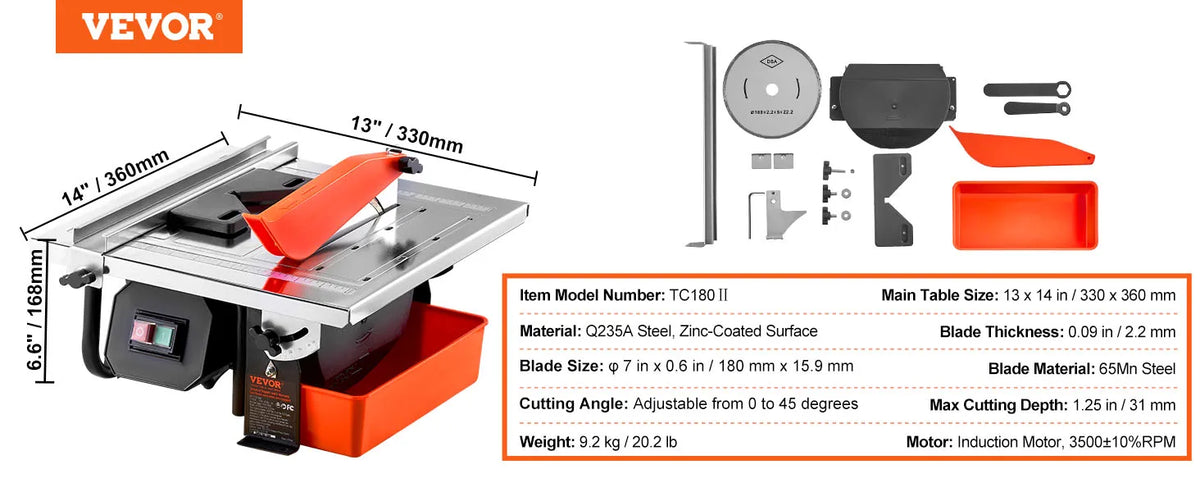 Succebuy Wet Tile Saw With Reservoir And Adjustable Angles