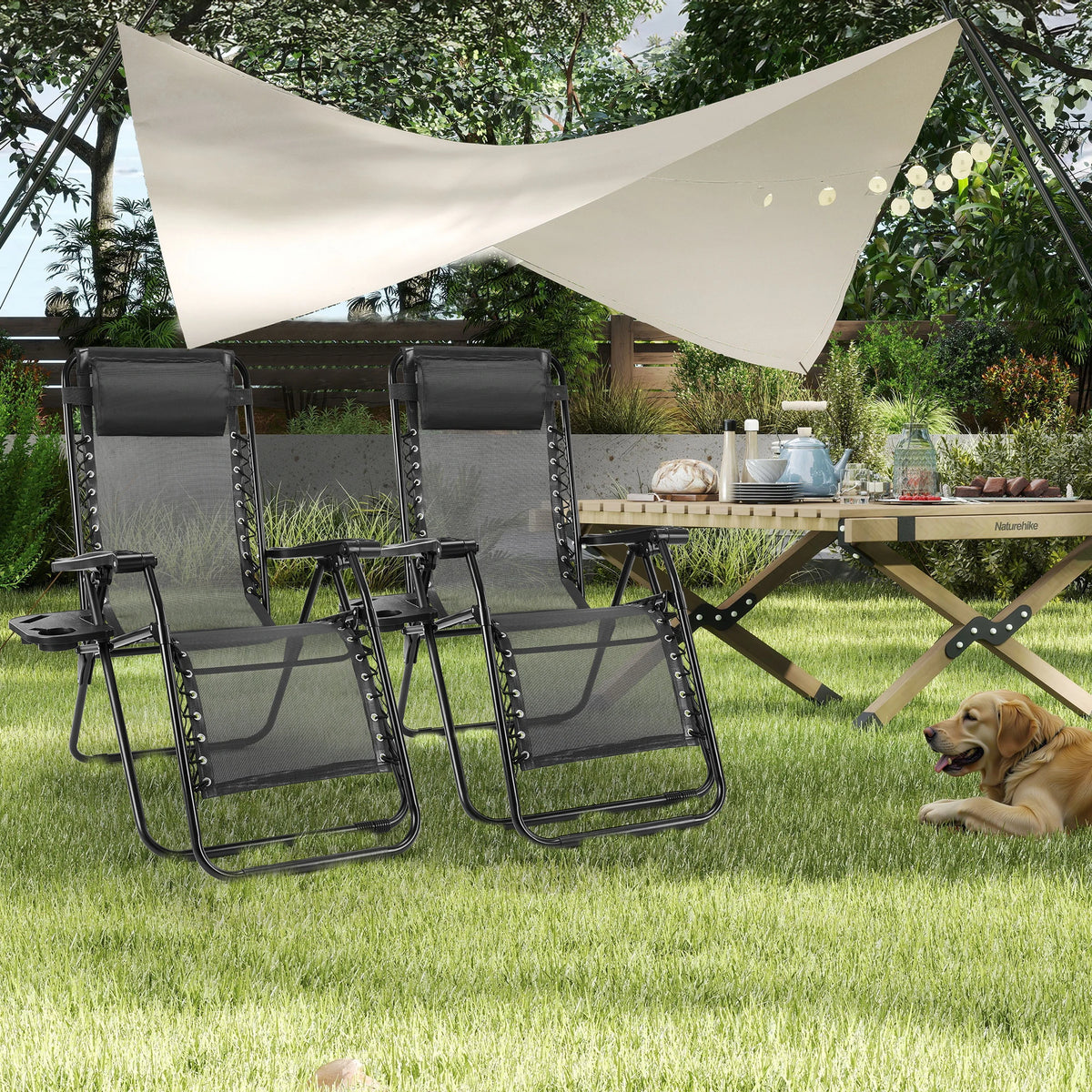 JHK Portable Zero Gravity Recliner Outdoor Folding Lounge Chair