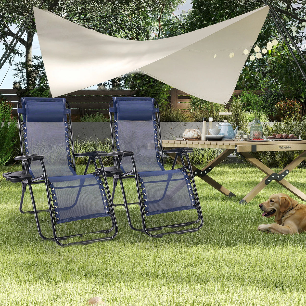 JHK Portable Zero Gravity Recliner Outdoor Folding Lounge Chair