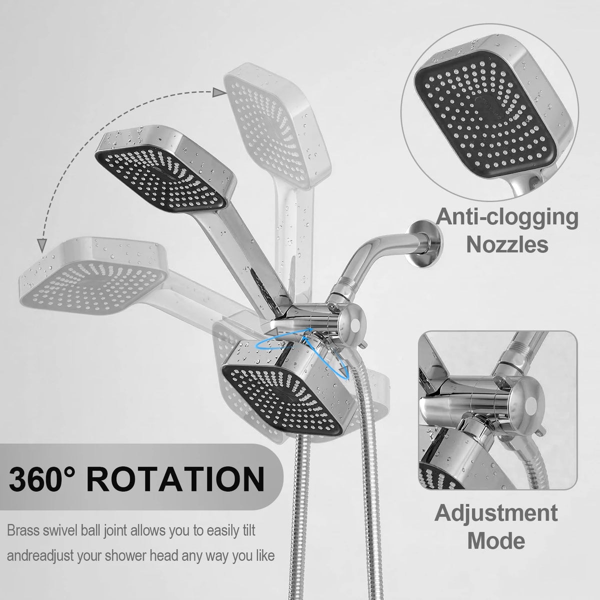 High Flow Wall Mounted Rain And Handheld Shower Set