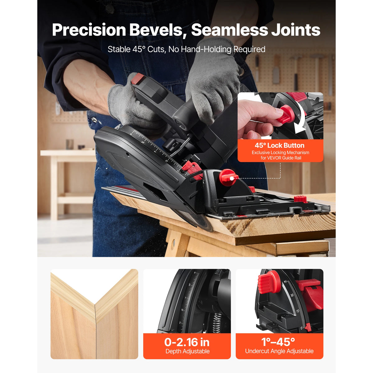 SucceBuy Professional Corded Track Saw With Precision Plunge Cutting
