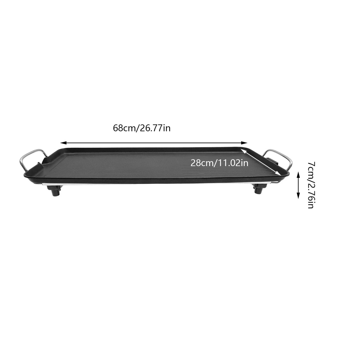 Electric BBQ Grill with Non-Stick Coating 26.77" Cooking Area Adjustable Temperature Oil-Catching Design for Indoor/Outdoor